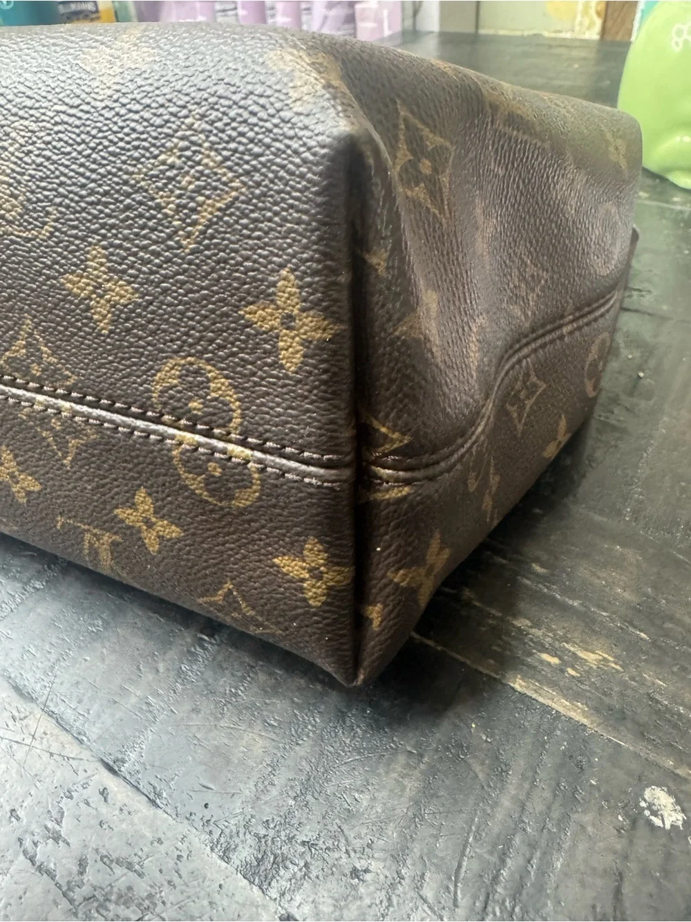 Louis Vuitton Brown Monogram Canvas Shoulder Bag with Tan Trim